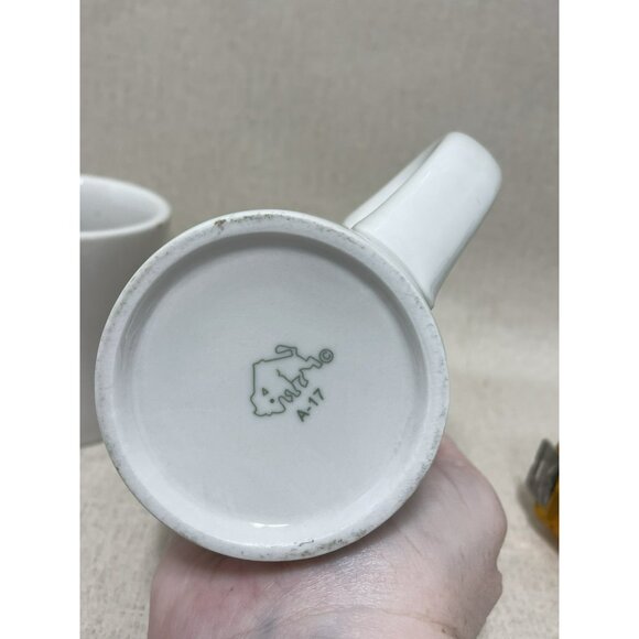VTG REGO White Heavy Restaurant Ware Coffee Mug Cup Set Of 2 Chunky Chubby - Picture 10 of 11